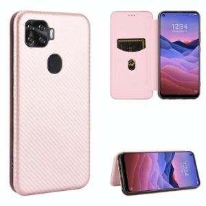 For ZTE A1 ZTG01 5G Carbon Fiber Texture Horizontal Flip TPU + PC + PU Leather Case with Card Slot(Pink) (OEM)