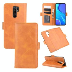 For Xiaomi Redmi 9 Dual-side Magnetic Buckle Horizontal Flip Leather Case with Holder & Card Slots & Wallet(Yellow) (OEM)