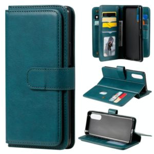 For Sony Xpeira 10 II Multifunctional Magnetic Copper Buckle Horizontal Flip Solid Color Leather Case with 10 Card Slots & Wallet & Holder & Photo Frame(Dark Green) (OEM)