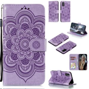 For Galaxy A41 Mandala Embossing Pattern Horizontal Flip PU Leather Case with Holder & Card Slots & Walle & Lanyard(Purple) (OEM)