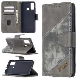For Huawei P smart 2020 Matching Color Crocodile Texture Horizontal Flip PU Leather Case with Holder & Card Slots & Wallet(Grey) (OEM)