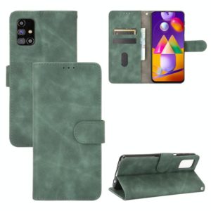 For Samsung Galaxy M31s Solid Color Skin Feel Magnetic Buckle Horizontal Flip Calf Texture PU Leather Case with Holder & Card Slots & Wallet(Green) (OEM)