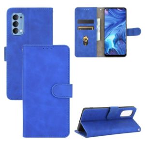 For OPPO Reno4 5G Solid Color Skin Feel Magnetic Buckle Horizontal Flip Calf Texture PU Leather Case with Holder & Card Slots & Wallet(Blue) (OEM)