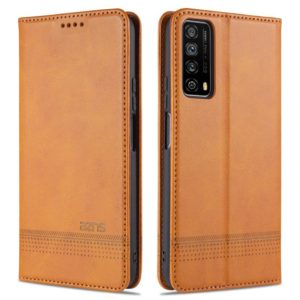 For Huawei P smart 2021 AZNS Magnetic Calf Texture Horizontal Flip Leather Case with Card Slots & Holder & Wallet(Light Brown) (AutSpace) (OEM)