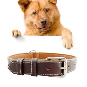 Leather Pet Dog Collar Pet Products Big Dog Collar, Size: M, 2 * 42cm(Complexion) (OEM)
