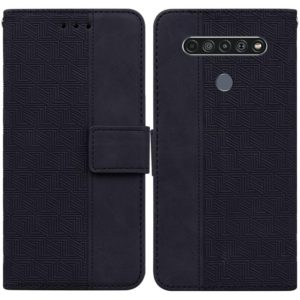 For LG K61 Geometric Embossed Leather Phone Case(Black) (OEM)