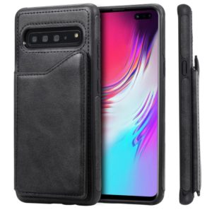 For Galaxy S10 5G Shockproof Calf Texture Protective Case with Holder & Card Slots & Frame(Black) (OEM)
