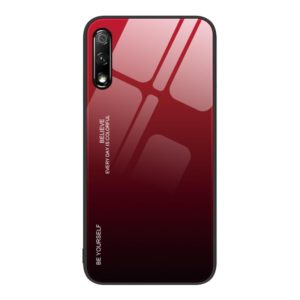 For Honor 9X Gradient Color Glass Phone Case(Red Black) (OEM)