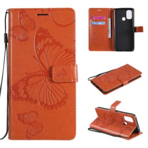 For OnePlus Nord N100 5G 3D Butterflies Embossing Pattern Horizontal Flip Leather Case with Holder & Card Slot & Wallet(Orange) (OEM)