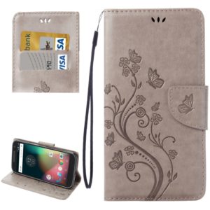For Motorola Moto G (4rd gen) Plus Pressed Flowers Leather Case with Holder & Card Slots & Wallet(Grey) (OEM)