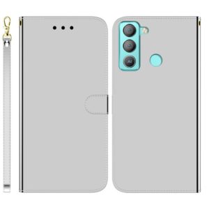 For Tecno Pop 5 LTE BD4 Imitated Mirror Surface Horizontal Flip Leather Phone Case(Silver) (OEM)