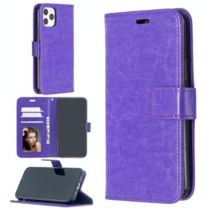 For iPhone 12 / 12 Pro Crazy Horse Texture Horizontal Flip Leather Case with Holder & Card Slots & Wallet & Photo Frame(Purple) (OEM)