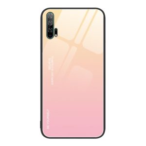 For Honor 20 Pro Gradient Color Glass Phone Case(Yellow Pink) (OEM)