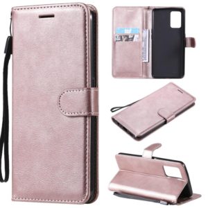 For OPPO F19 / A74 4G Solid Color Horizontal Flip Protective Leather Case with Holder & Card Slots & Wallet & Photo Frame & Lanyard(Rose Gold) (OEM)