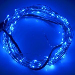 10m 12V 6W 500LM LED Silver Wire String Light, SMD-0603 Festival Lamp / Decoration Light Strip(Blue Light) (OEM)