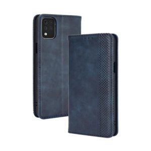 For LG K42 Magnetic Buckle Retro Crazy Horse Texture Horizontal Flip Leather Case , with Holder & Card Slots & Photo Frame(Blue) (OEM)