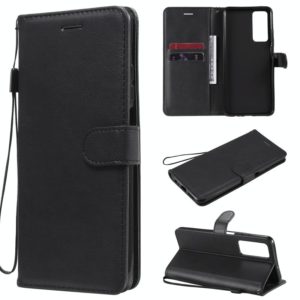 For Huawei Honor Play4 Solid Color Horizontal Flip Protective Leather Case with Holder & Card Slots & Wallet & Photo Frame & Lanyard(Black) (OEM)