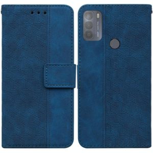 For Motorola Moto G50 Geometric Embossed Leather Phone Case(Blue) (OEM)