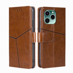 For Honor 60 SE Geometric Stitching Horizontal Flip Leather Phone Case(Light Brown) (OEM)
