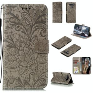 For LG K51S Lace Flower Horizontal Flip Leather Case with Holder & Card Slots & Wallet & Photo Frame(Grey) (OEM)