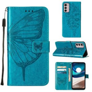 For Motorola Moto G42 Embossed Butterfly Flip Leather Phone Case(Blue) (OEM)