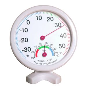 TH108 Mini Round Clock-shaped Indoor Outdoor Hygrometer Humidity Thermometer Temperature Meter, Random Color Delivery (OEM)