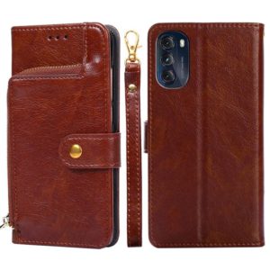 For Motorola Moto G 5G 2022 Zipper Bag PU + TPU Horizontal Flip Leather Case(Brown) (OEM)