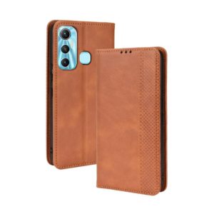 For Infinix Hot 11 Magnetic Buckle Retro Texture Leather Phone Case(Brown) (OEM)