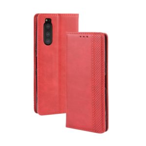 Magnetic Buckle Retro Crazy Horse Texture Horizontal Flip Leather Case for Sony Xperia 2, with Holder & Card Slots & Photo Frame(Red) (OEM)