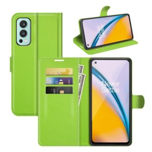 For OnePlus Nord 2 5G Litchi Texture Horizontal Flip Protective Case with Holder & Card Slots & Wallet(Green) (OEM)