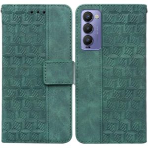 For Tecno Camon 18 / 18P Geometric Embossed Leather Phone Case(Green) (OEM)