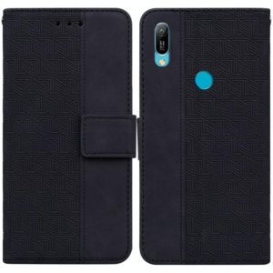 For Huawei Y6 2019 Geometric Embossed Leather Phone Case(Black) (OEM)