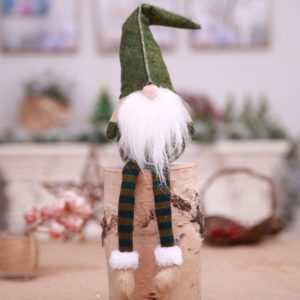 Cute Sitting Faceless Long-legged Elf Doll Christmas Decoration(Green) (OEM)