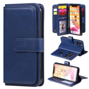 For iPhone 11 Pro Multifunctional Magnetic Copper Buckle Horizontal Flip Solid Color Leather Case with 10 Card Slots & Wallet & Holder & Photo Frame(Dark Blue) (OEM)