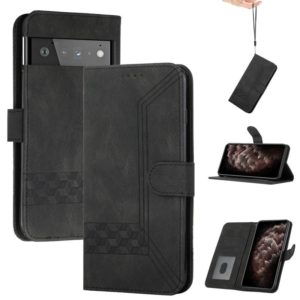 For Google Pixel 6 Pro Cubic Skin Feel Flip Leather Phone Case(Black) (OEM)
