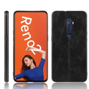 For Oppo Reno2 Shockproof Sewing Cow Pattern Skin PC + PU + TPU Case(Black) (OEM)