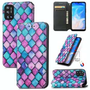 For Doogee N40 Pro CaseNeo Colorful Magnetic Leather Case with Holder & Card Slot & Wallet(Purple Scales) (OEM)