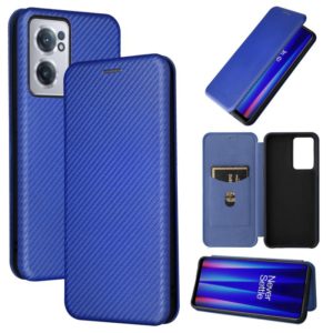 For OnePlus Nord CE 2 5G Carbon Fiber Texture Horizontal Flip Leather Phone Case(Blue) (OEM)