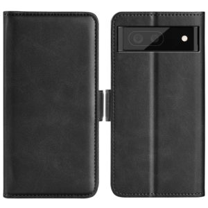 For Google Pixel 6a Dual-side Magnetic Buckle Leather Phone Case(Black) (OEM)