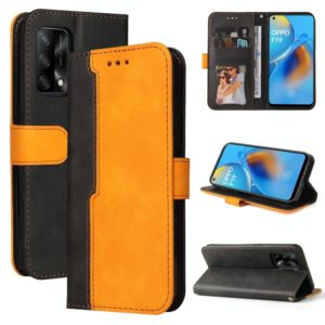For OPPO A74 4G / F19 4G Business Stitching-Color Horizontal Flip PU Leather Case with Holder & Card Slots & Photo Frame & Lanyard(Orange) (OEM)