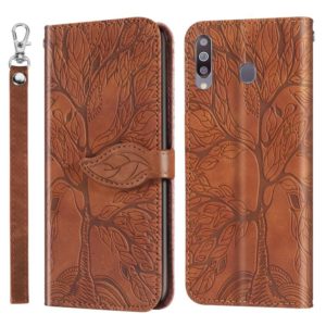 For Samsung Galaxy A20s Life of Tree Embossing Pattern Horizontal Flip Leather Case with Holder & Card Slot & Wallet & Photo Frame & Lanyard(Brown) (OEM)
