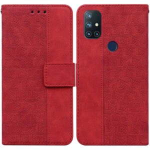 For OnePlus Nord N10 5G Geometric Embossed Leather Phone Case(Red) (OEM)