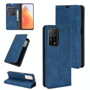For Xiaomi Mi 10T / 10T Pro Retro-skin Business Magnetic Suction Leather Case with Holder & Card Slots & Wallet(Dark Blue) (OEM)