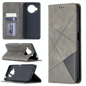 For Xiaomi Mi 10T Lite 5G Rhombus Texture Horizontal Flip Magnetic Leather Case with Holder & Card Slots(Grey) (OEM)