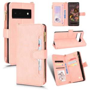 For Google Pixel 6 Litchi Texture Zipper Leather Phone Case(Pink) (OEM)