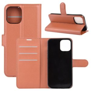 For iPhone 12 / 12 Pro Litchi Texture Horizontal Flip Protective Case with Holder & Card Slots & Wallet(Brown) (OEM)