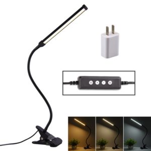 LED Desk Lamp 8W Folding Adjustable USB Charging Eye Protection Table Lamp, USB Charge Version + Power Plug(Black) (Fonkin) (OEM)