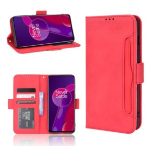 For OnePlus 9RT 5G Skin Feel Calf Pattern Horizontal Flip Leather Phone Case with Holder & Card Slots & Photo Frame(Red) (OEM)