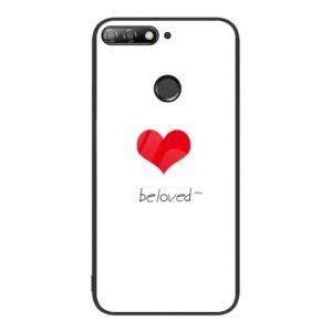 For Huawei Enjoy 8e Colorful Painted Glass Phone Case(Red Heart) (OEM)
