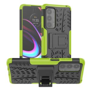 For Motorola Edge (2021) Tire Texture Shockproof TPU+PC Protective Case with Holder(Green) (OEM)